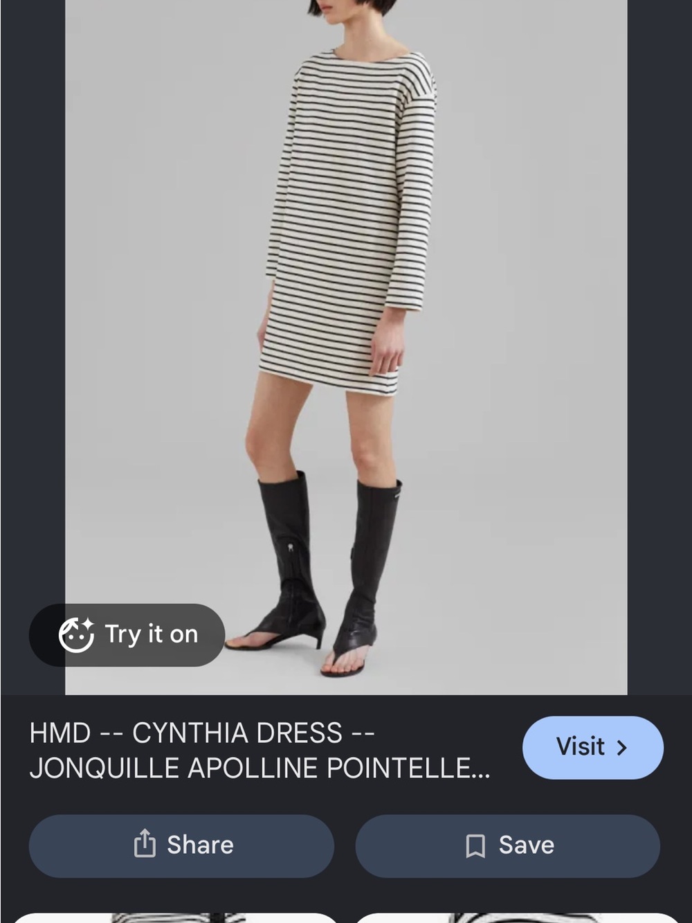 Frankie Shop Striped Boatneck Mini Dress - Black & White